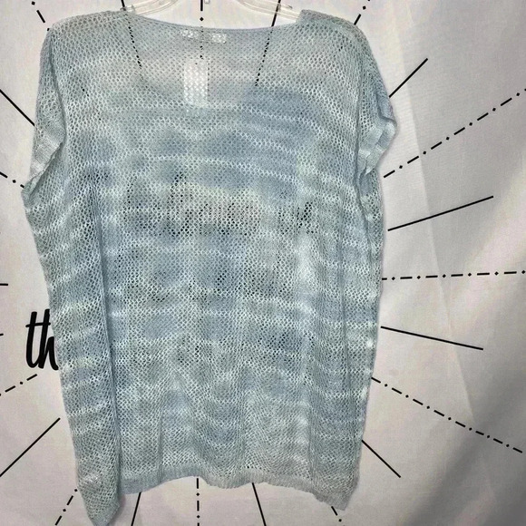 LF Millau Boho Blue & White Open Knit Mesh Dolman Top - Picture 7 of 10